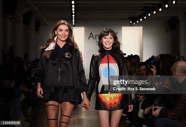 Designer Anna Karenina walks the runway at the Anna K fashion show during Fall 2016 MADE Fashion Week at Milk Studios on February 15, 2016 in New...