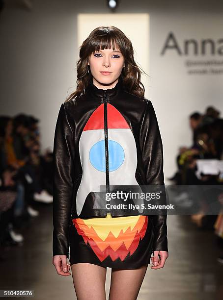 Designer Anna Karenina walks the runway at the Anna K fashion show during Fall 2016 MADE Fashion Week at Milk Studios on February 15, 2016 in New...