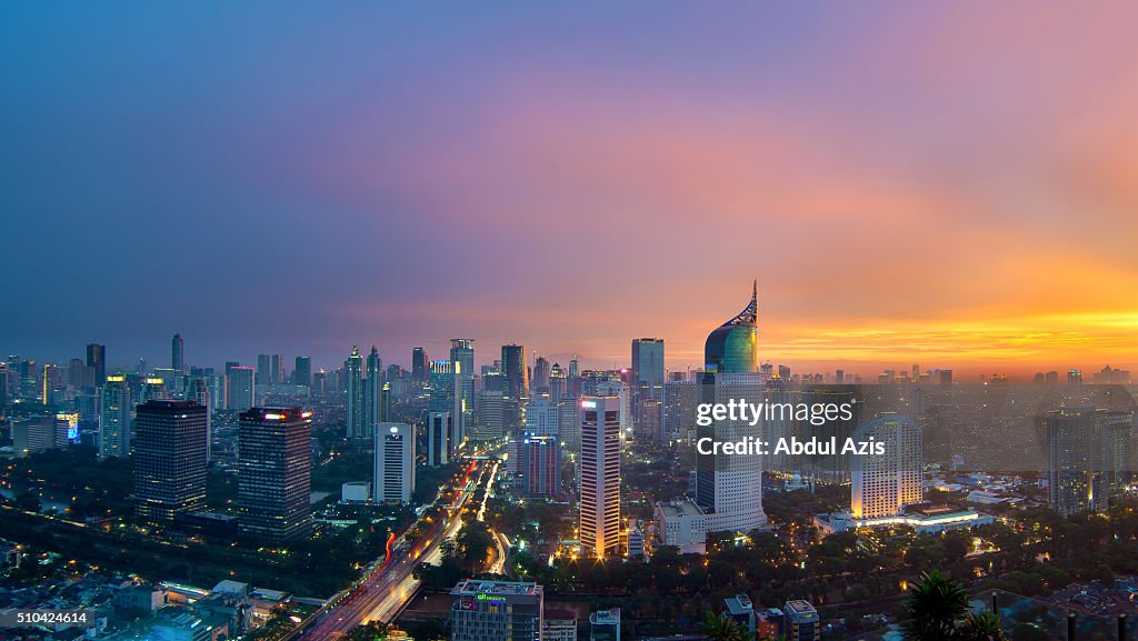 Jakarta Cityscape Epic Sunset