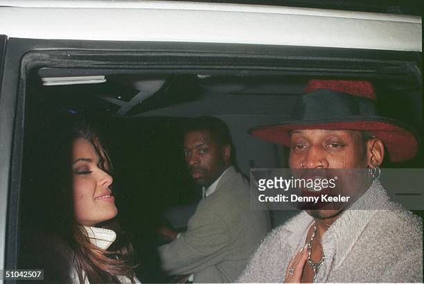 Beverly Hills, Ca. Carmen Electra With Dennis Rodman In Their Limo After His First Day As A New Laker.