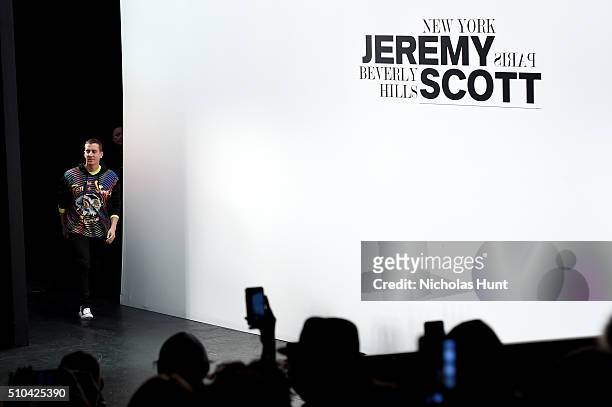 Designer Jeremy Scott walks the runway at the Jeremy Scott Fall 2016 fashion show during New York Fashion Week: The Shows at The Arc, Skylight at...