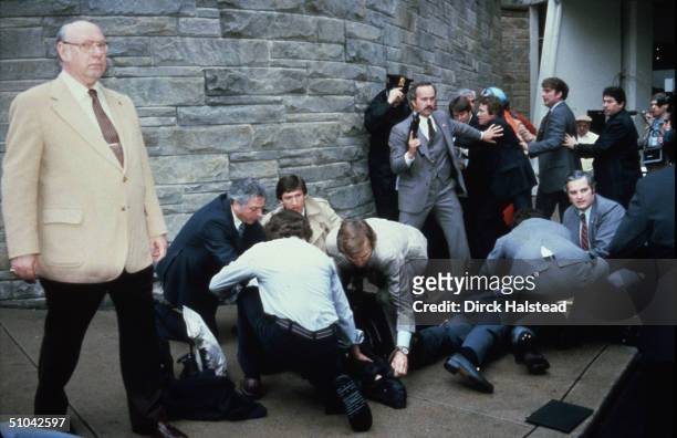 Chaos Surrounds Shooting Victims Immediately After The Assassination Attempt On President Reagan, March 30 By John Hinkley Jr. Outside The Hilton...