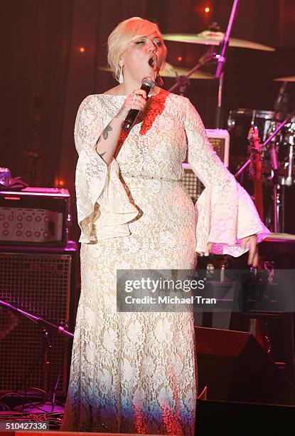 Elle King performs onstage during the 2016 Pre-GRAMMY Gala and Salute to Industry Icons held at The Beverly Hilton Hotel on February 14, 2016 in...