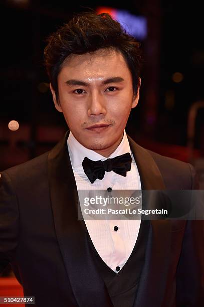 Actor Tan Kai attends the 'Crosscurrent' premiere during the 66th Berlinale International Film Festival Berlin at Berlinale Palace on February 15,...