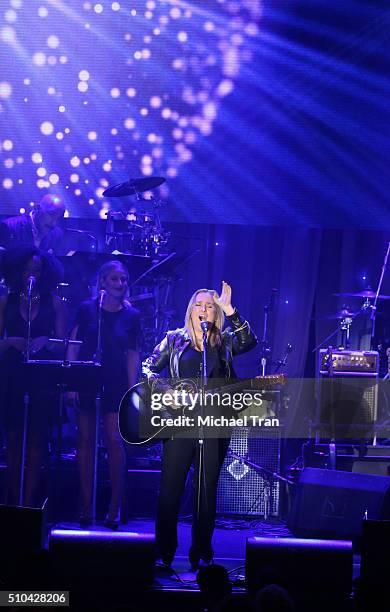 Melissa Etheridge performs onstage during the 2016 Pre-GRAMMY Gala and Salute to Industry Icons held at The Beverly Hilton Hotel on February 14, 2016...