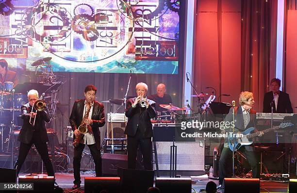 Chicago the band perform onstage during the 2016 Pre-GRAMMY Gala and Salute to Industry Icons held at The Beverly Hilton Hotel on February 14, 2016...