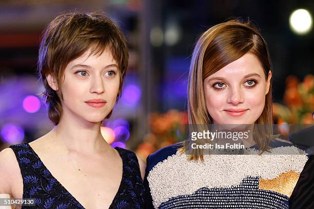 The shooting stars Lou de Laage and Jella Haase attend the 'Alone in Berlin' premiere during the 66th Berlinale International Film Festival Berlin at...