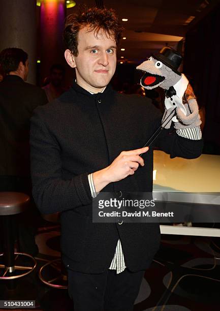 Cast member Harry Melling attends the press night after party of "Hand To God" at the Trafalgar Hotel on February 15, 2016 in London, England.