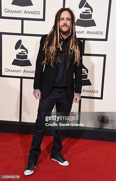 Recording artist Brian 'Head' Welch of music group Korn attends The 58th GRAMMY Awards at Staples Center on February 15, 2016 in Los Angeles,...