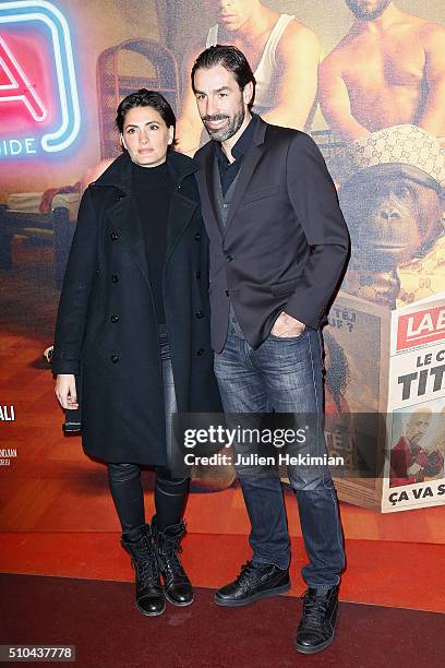 Robert Pires and his wife attend "Pattaya" Paris Premiere at Cinema Gaumont Opera on February 15, 2016 in Paris, France.