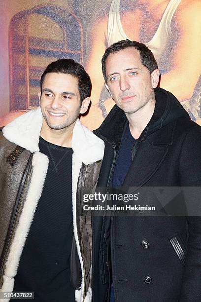 Gad Elmaleh and Malik Bentalha attend "Pattaya" Paris Premiere at Cinema Gaumont Opera on February 15, 2016 in Paris, France.