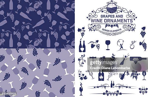 illustrazioni stock, clip art, cartoni animati e icone di tendenza di vino, uva motivi ed elementi per il design - corkscrew