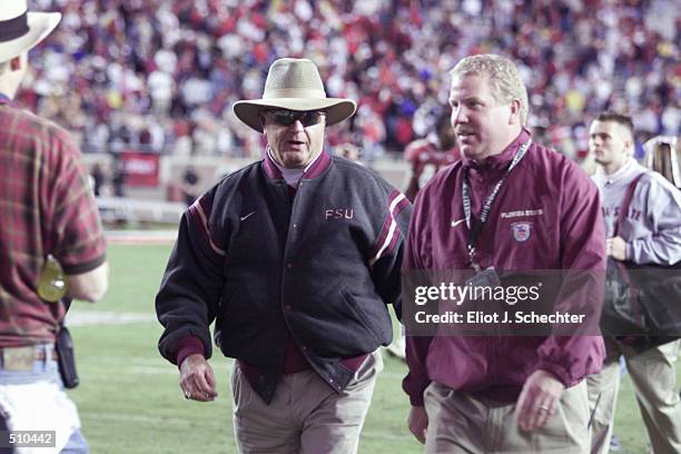 Florida State head coach Bobby Bowden leaves the field after the game against Maryland at Doak Campbell Stadium in Tallahassee, Florida. Florida...