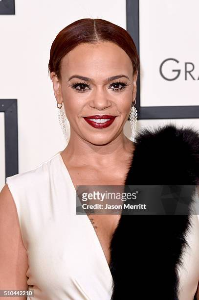 Singer Faith Evans attends The 58th GRAMMY Awards at Staples Center on February 15, 2016 in Los Angeles, California.
