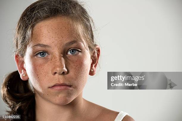 freckled girl portrait - freckle girl stock pictures, royalty-free photos & images