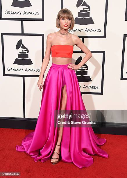 Recording artist Taylor Swift attends The 58th GRAMMY Awards at Staples Center on February 15, 2016 in Los Angeles, California.