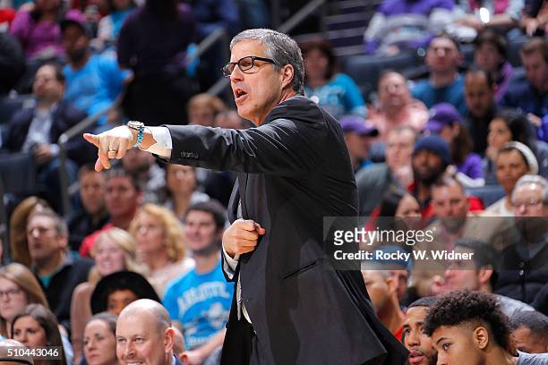 Head coach Randy Wittman of the Washington Wizards coaches against the Charlotte Hornets on Februay 6, 2016 at Time Warner Cable Arena in Charlotte,...