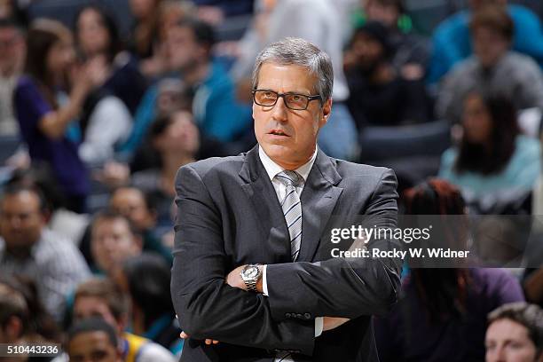 Head coach Randy Wittman of the Washington Wizards coaches against the Charlotte Hornets on February 6, 2016 at Time Warner Cable Arena in Charlotte,...