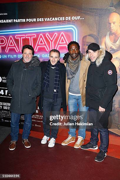 Philippe de Chauveron, Elie Semoun, Noom Diawara and Medi Sadoun attend "Pattaya" Paris Premiere at Cinema Gaumont Opera on February 15, 2016 in...