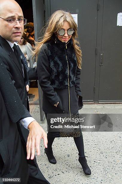 Singer Talia is seen leaving the Tommy Hilfiger fahsion show during Fall 2016 New York Fashion Week on February 15, 2016 in New York City.