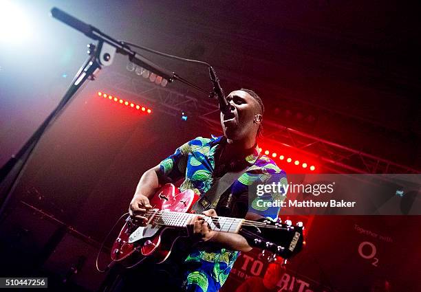 Kele Okereke of Bloc Party performs at Bush Hall in aid of War Child on February 15, 2016 in London, England.