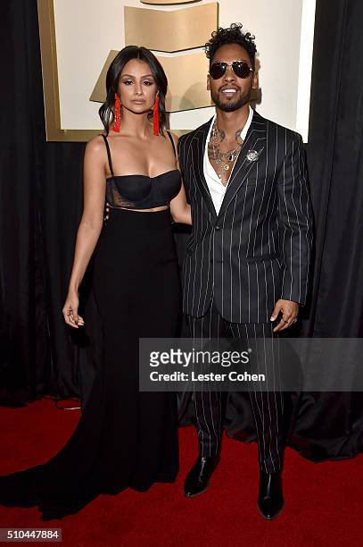 Actress Nazanin Mandi and singer Miguel attend The 58th GRAMMY Awards at Staples Center on February 15, 2016 in Los Angeles, California.