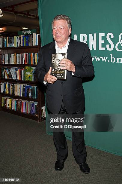 William Shatner promotes his book "Leonard: My Fifty-Year Friendship with a Remarkable Man" at Barnes & Noble Union Square on February 15, 2016 in...