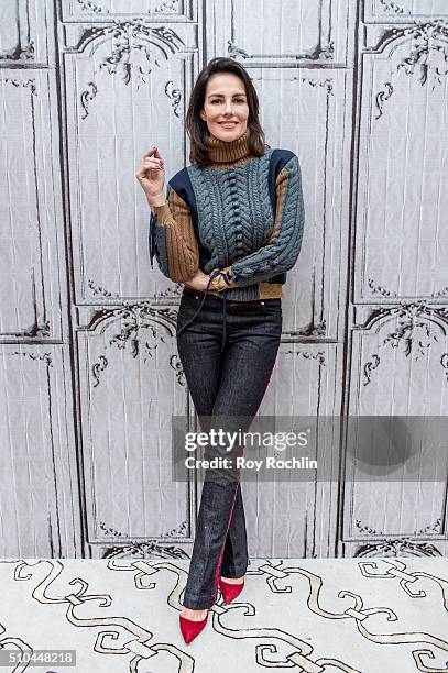 Mexican-born fashion and "stylepreneur" Adriana Abascal discusses fashion week at AOL Studios In New York on February 15, 2016 in New York City.