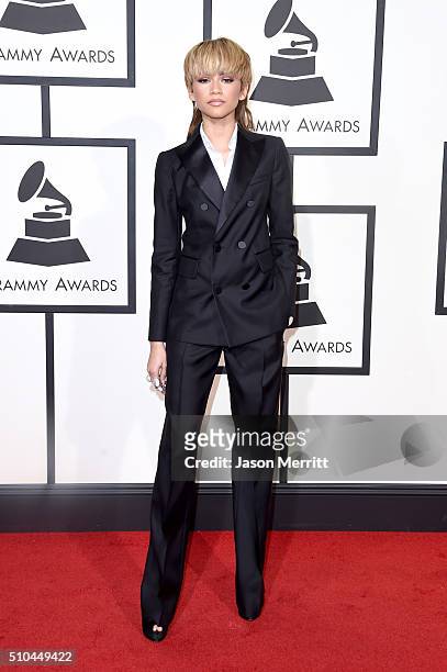 Actress-singer Zendaya attends The 58th GRAMMY Awards at Staples Center on February 15, 2016 in Los Angeles, California.