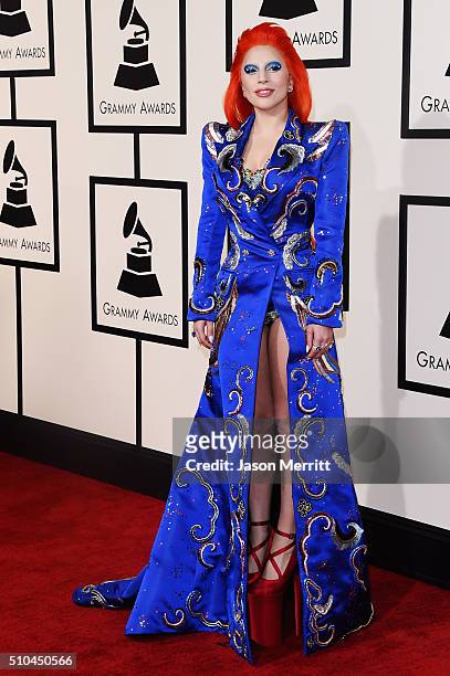 Singer Lady Gaga attends The 58th GRAMMY Awards at Staples Center on February 15, 2016 in Los Angeles, California.