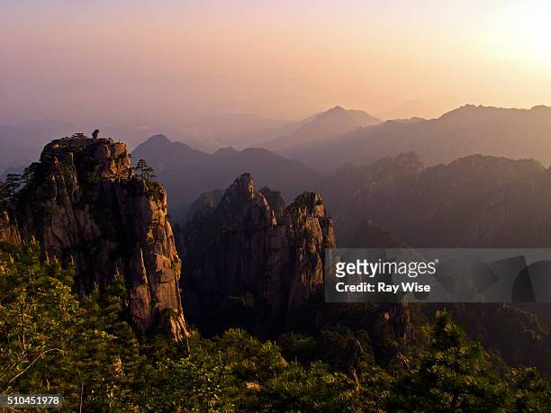 huangshan - yellow mountain trails. - huangshan bildbanksfoton och bilder