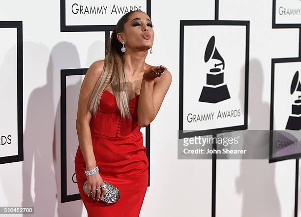 Singer Ariana Grande attends The 58th GRAMMY Awards at Staples Center on February 15, 2016 in Los Angeles, California.