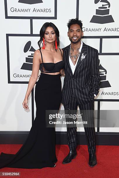 Actress Nazanin Mandi and singer Miguel attend The 58th GRAMMY Awards at Staples Center on February 15, 2016 in Los Angeles, California.