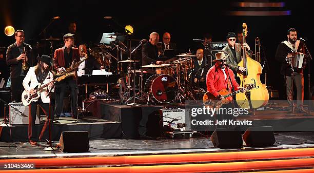 The Mavericks perform onstage during The 58th GRAMMY Premiere Ceremony at Los Angeles Convention Center on February 15, 2016 in Los Angeles,...