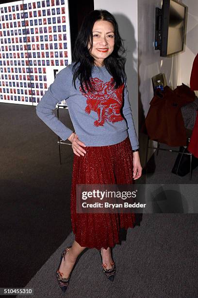 Designer Vivienne Tam backstage at the Vivienne Tam Fall 2016 fashion show during New York Fashion Week: The Shows at The Arc, Skylight at Moynihan...