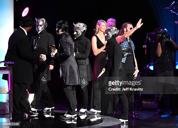 Musical group Ghost accept the award for Best Metal Performance for 'Cirice' onstage during The 58th GRAMMY Premiere Ceremony at Los Angeles...