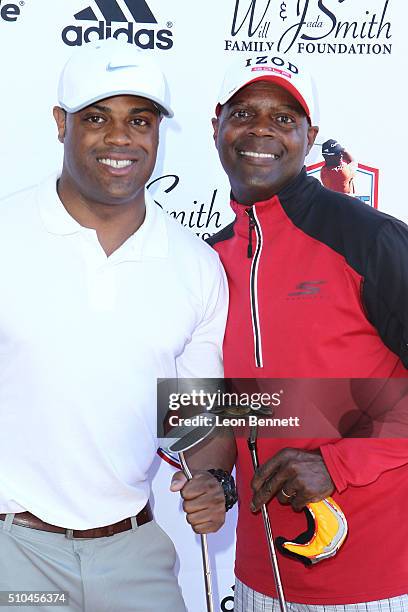 Comedians Alex and Alex arrive at the Will Smith And Jada Pinkett Present The Stephen Bishop RAKE Invitational Golf Tournament at Calabasas Country...
