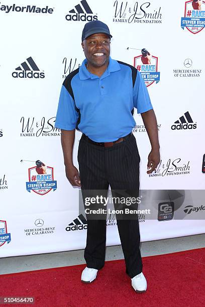 Comedian Dannon Green arrives at the inaugural Stephen Bishop celebrity golf invitational benefiting R.A.K.E. At Calabasas Country Club on February...