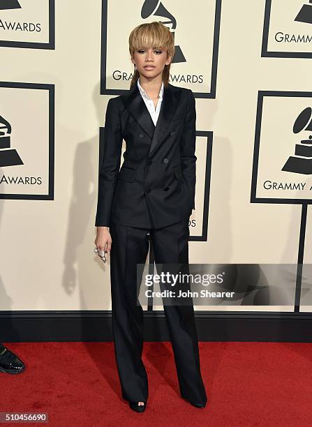 Recording artist Zendaya attends The 58th GRAMMY Awards at Staples Center on February 15, 2016 in Los Angeles, California.