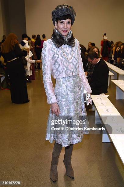 Special correspondent for Vanity Fair, Amy Fine Collins attends the Zac Posen Fall 2016 fashion show during New York Fashion Week at Spring Studios...