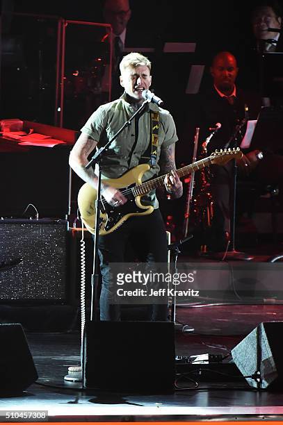 Guitarist Johnny Stevens of Highly Suspect performs onstage during The 58th GRAMMY Premiere Ceremony at Los Angeles Convention Center on February 15,...