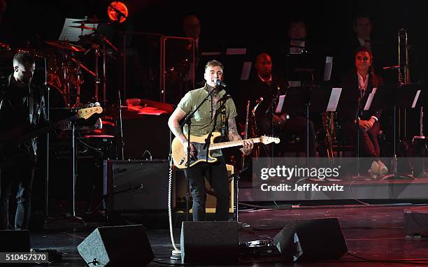Guitarist Johnny Stevens of Highly Suspect performs onstage during The 58th GRAMMY Premiere Ceremony at Los Angeles Convention Center on February 15,...