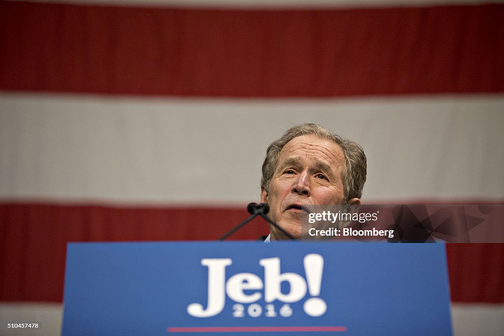 Presidential Candidate Jeb Bush Campaigns With Brother George W. Bush