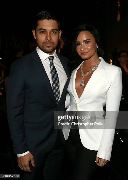 Actor Wilmer Valderrama and singer Demi Lovato attend The 58th GRAMMY Awards at Staples Center on February 15, 2016 in Los Angeles, California.