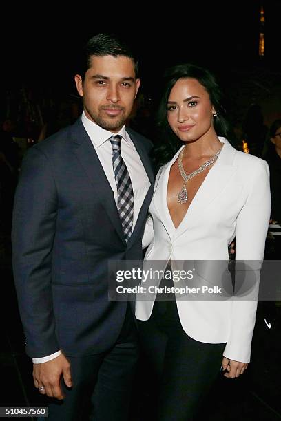 Actor Wilmer Valderrama and singer Demi Lovato attend The 58th GRAMMY Awards at Staples Center on February 15, 2016 in Los Angeles, California.