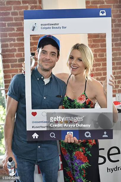 Kevin Manno and Ali Fedotowsky attend the Colgate Optic White Beauty Bar Ð Day 2 at Hudson Loft on February 14, 2016 in Los Angeles, California.