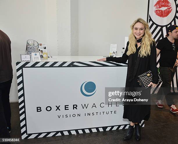 Becca Tobin \ attends attends the Colgate Optic White Beauty Bar Ð Day 2 at Hudson Loft on February 14, 2016 in Los Angeles, California.