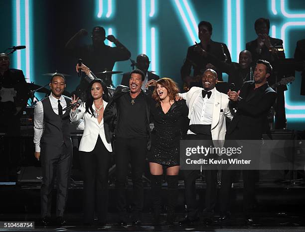 Recording artist John Legend, Demi Lovato, 2016 MusiCares Person of the Year honoree Lionel Richie, recording artists Meghan Trainor, Tyrese Gibson...