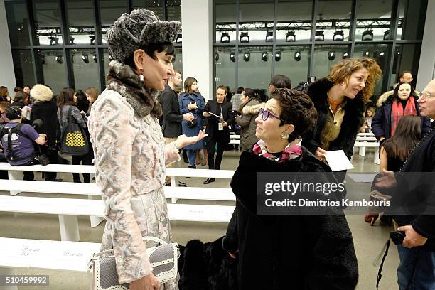 Vanity Fair special correspondent Amy Fine Collins and Chair at House of Z, Susan Posen attend the Zac Posen Fall 2016 fashion show during New York...