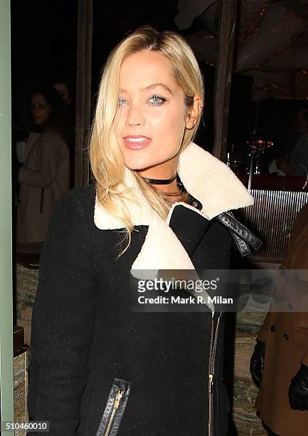 Laura Whitmore attending the Kiehl's VIP dinner at Sexy Fish on February 15, 2016 in London, England.